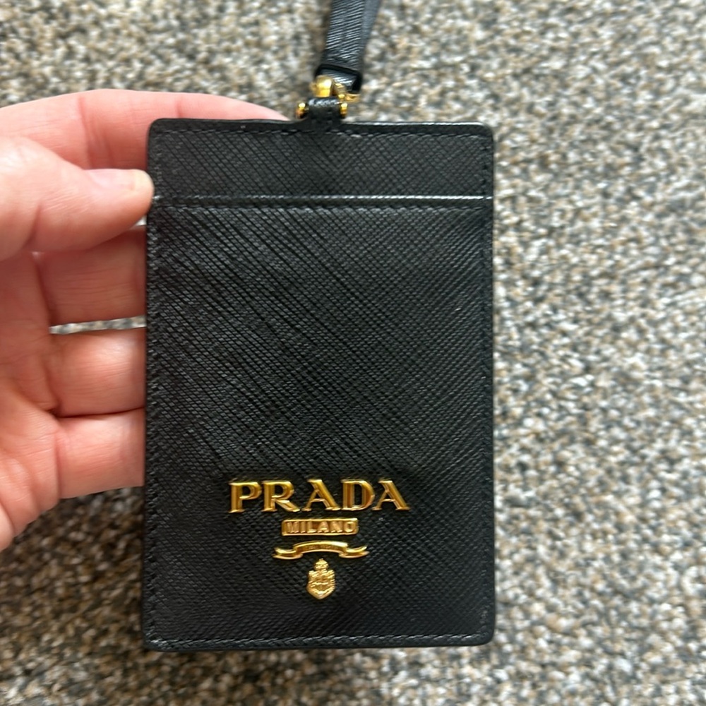 PRADA Saffiano Leather badge holder